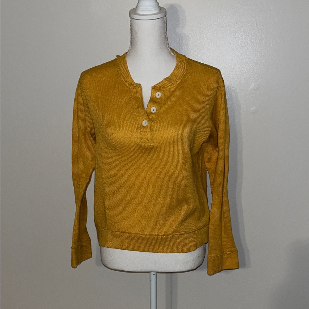 Urban Outfitters Mustard Yellow Henley pullover sweater/top